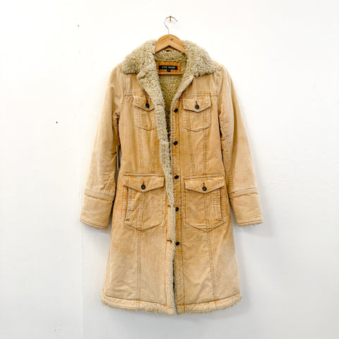 Vtg Steve Madden Corduroy Sherpa Duster S