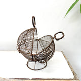 Antique Primitive Rare Wire Egg Basket