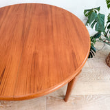 Danish Teak Round Dining Table w/ Sculpted Legs