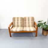 Danish Teak Sofa w/ Stripe Upholstery