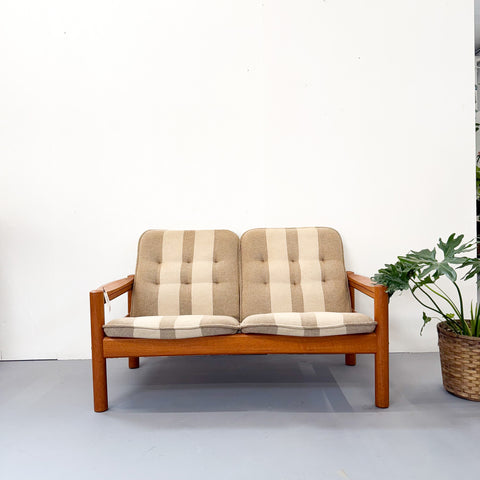 Danish Teak Sofa w/ Stripe Upholstery