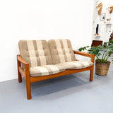 Danish Teak Sofa w/ Stripe Upholstery