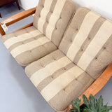 Danish Teak Sofa w/ Stripe Upholstery