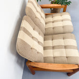 Danish Teak Sofa w/ Stripe Upholstery