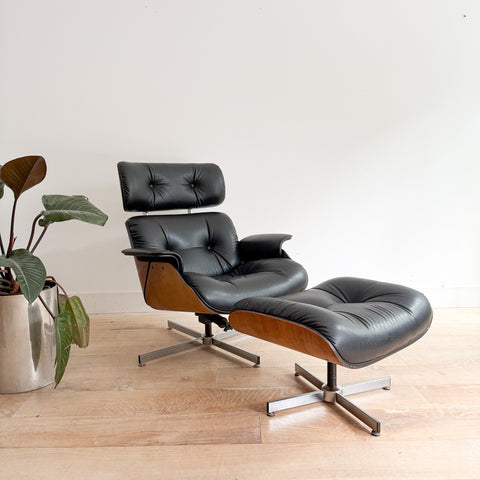 Vintage Eames Style Lounge Chair + Ottoman