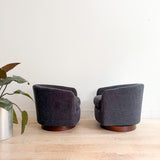 Pair of Vintage Swivel Chairs - New Charcoal Upholstery