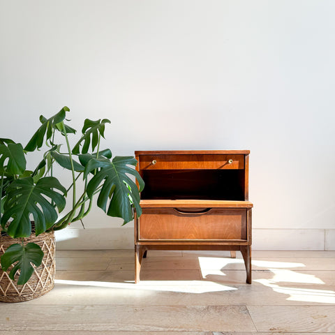 Mid Century 2 Tier Walnut Nightstand