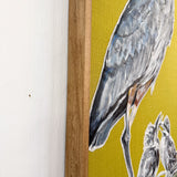 Blue Heron and Babies Stitch Painting