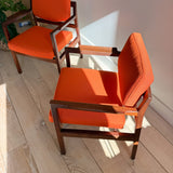 Pair of Jens Risom Chairs - Orange Upholstery