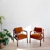 Pair of Jens Risom Chairs - Burnt Orange Upholstery