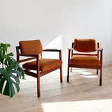 Pair of Jens Risom Chairs - Burnt Orange Upholstery