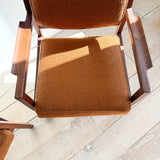 Pair of Jens Risom Chairs - Burnt Orange Upholstery