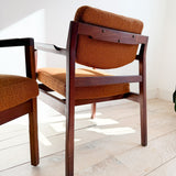 Pair of Jens Risom Chairs - Burnt Orange Upholstery