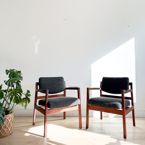 Pair of Jens Risom Chairs - Charcoal Upholstery