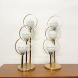 Mid Century Triple Globe Brass Lamps (Pair)