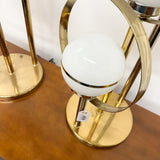 Mid Century Triple Globe Brass Lamps (Pair)
