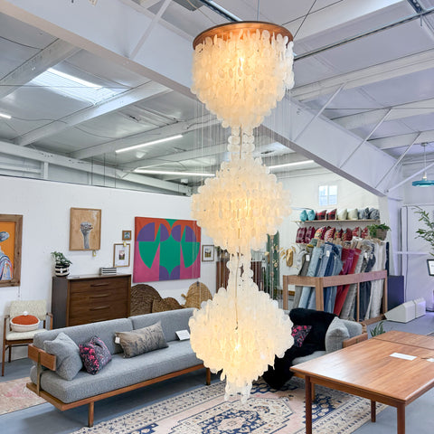 Vintage Verner Panton Capiz MCM Chandelier