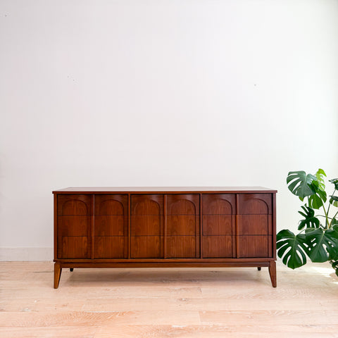 Mid Century Walnut Low Dresser w/ Arches