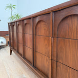 Mid Century Walnut Low Dresser w/ Arches