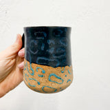 11 oz Dipped Leopard Mug in Charcoal/Turquoise