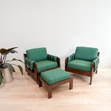 Pair of Mid Century Lounge Chairs + Ottoman