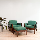 Pair of Mid Century Lounge Chairs + Ottoman