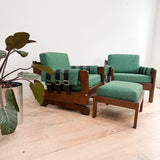 Pair of Mid Century Lounge Chairs + Ottoman