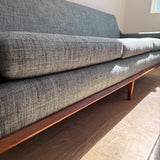 Mid Century Sofa w/ New Blue Tweed Upholstery