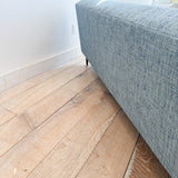 Mid Century Sofa w/ New Blue Tweed Upholstery