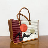 Structured Tote - Burgundy/White