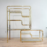 Vintage Brass + Glass Etagere