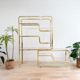 Vintage Brass + Glass Etagere