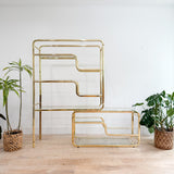 Vintage Brass + Glass Etagere