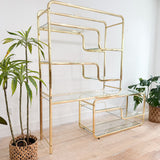 Vintage Brass + Glass Etagere