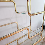 Vintage Brass + Glass Etagere