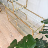Vintage Brass + Glass Etagere