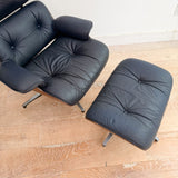 Vintage Blue Eames Style Lounge Chair + Ottoman