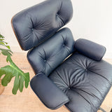 Vintage Blue Eames Style Lounge Chair + Ottoman