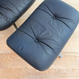 Vintage Blue Eames Style Lounge Chair + Ottoman