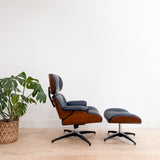 Vintage Blue Eames Style Lounge Chair + Ottoman