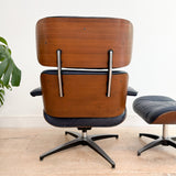 Vintage Blue Eames Style Lounge Chair + Ottoman