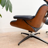 Vintage Blue Eames Style Lounge Chair + Ottoman