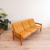 Danish Teak Sofa - New Mustard Upholstery