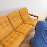Danish Teak Sofa - New Mustard Upholstery
