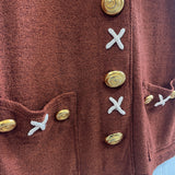 90s Ochre Whipstitch SS Cardigan- Small