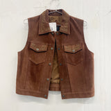 90s Brown Suede Embroidered Vest- Small