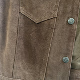 90s Brown Suede Embroidered Vest- Small