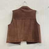 90s Brown Suede Embroidered Vest- Small