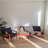 Danish Teak Sofa + Chair Set - New Upholstery