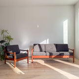 Danish Teak Sofa + Chair Set - New Upholstery